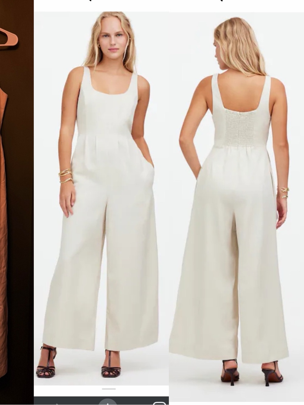 Madewell Cream Wide-Leg Sleeveless Jumpsuit